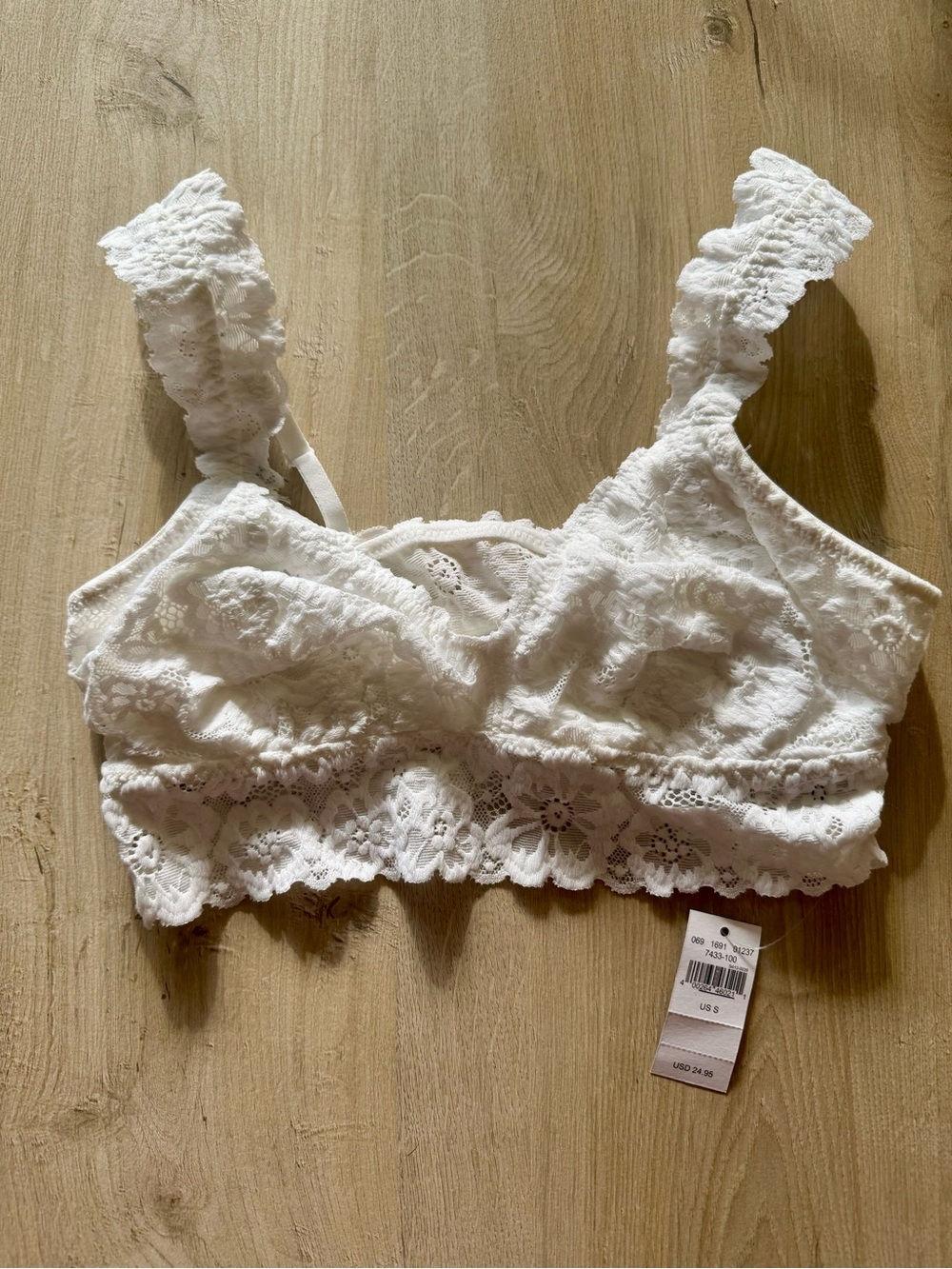 aerie White Floral Lace Bralette